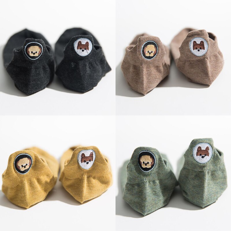 Funny Woman Socks Women 4 Pairs Pack Short Ankle Socks Happy Kawaii Girls Cotton Cartoon Cute Heart Casual Sock harajuku Sox: 7