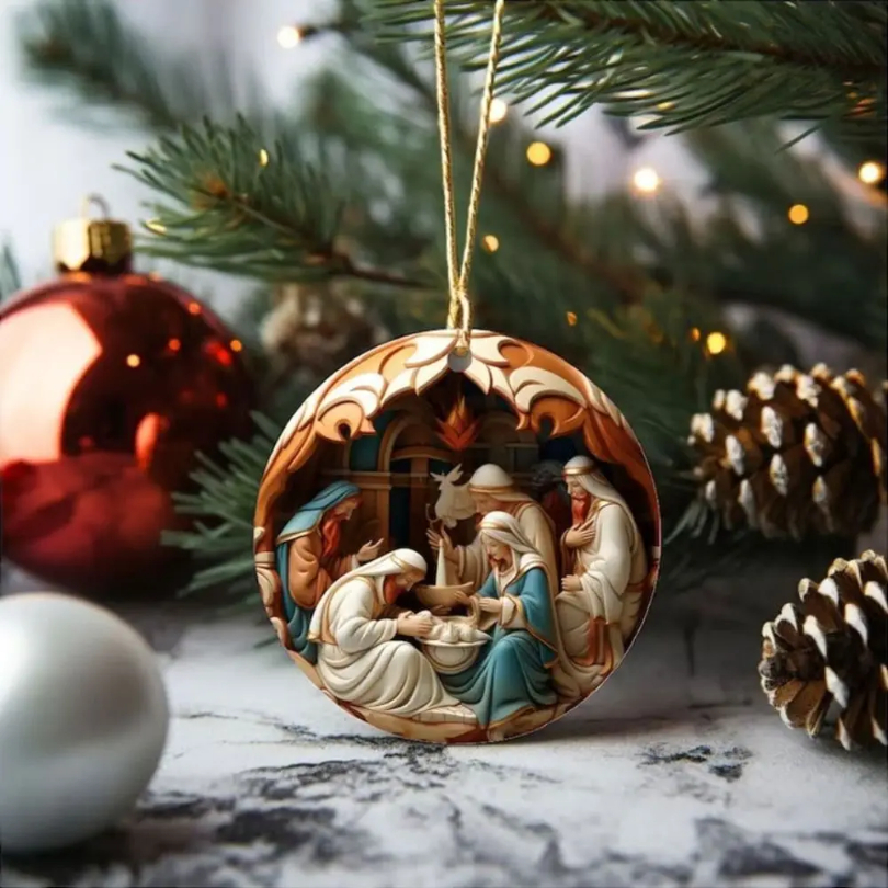 3D geschilderde kerststal kersthanger kerstboomversieringen creatieve kerstdecoratie woondecoratie