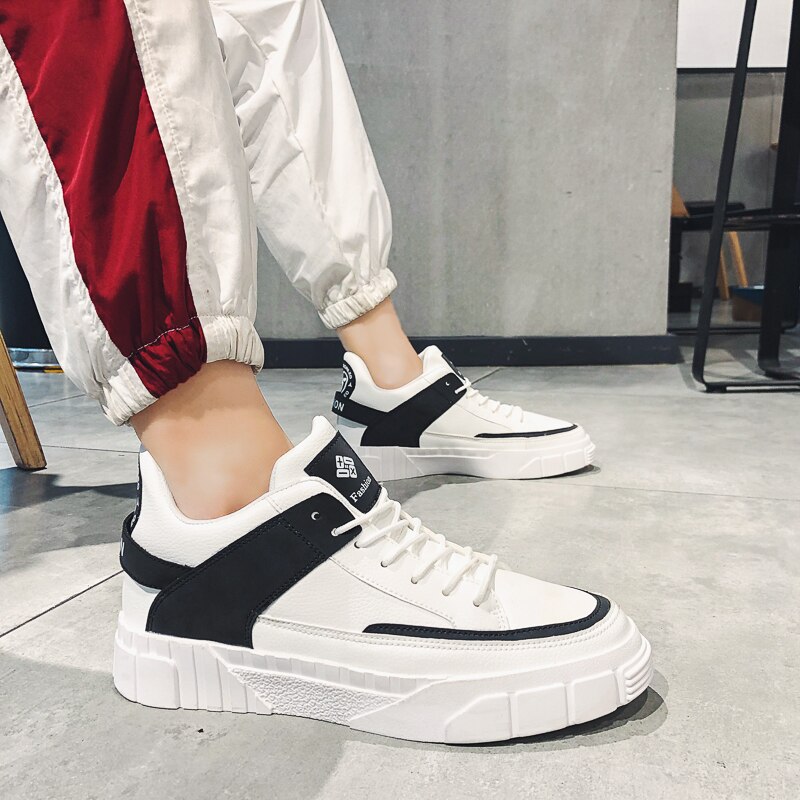 Refafa net røde herresko trendsko high top ins vintersko koreansk trend efterår hvide sko små hvide