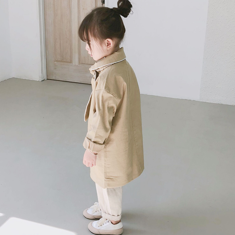 DZIECKO Baby Meisjes Trenchcoat Lente Kinderen Lange Mouw Jassen Met Sjaal Kids Bovenkleding Solid Baby Meisjes Bovenkleding Geul