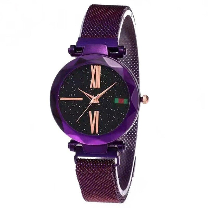 Luxury Rose Gold Women Watches Minimalism Starry sky Magnet Buckle Casual Female Wristwatch Waterproof Roman Numeral