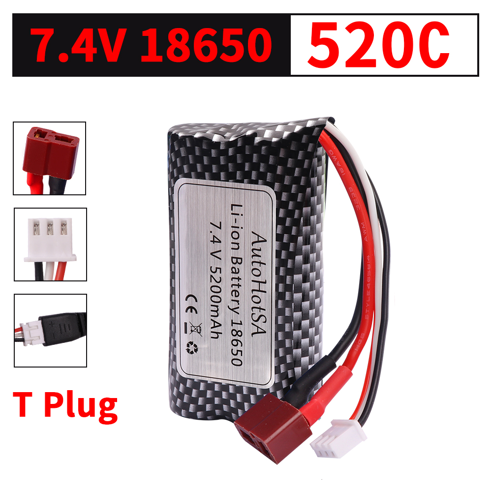 Batterie Li-ion 7.4V 5200mAh 18650 pour Wltoys 10428 /12428/12423 pièces de voiture RC 2s 7.4v batterie pour Wltoys 144001 A959-B A969-B Q46: Violet