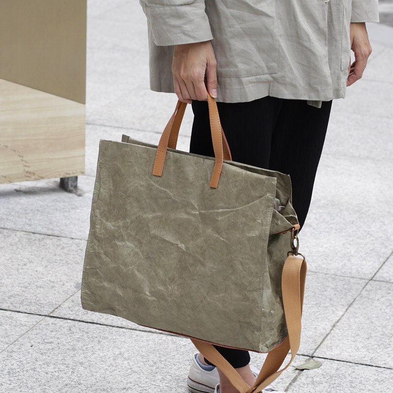 DuPont-Bolso de mano Vintage de gran capacidad para mujer, bandolera de papel Kraft, informal,