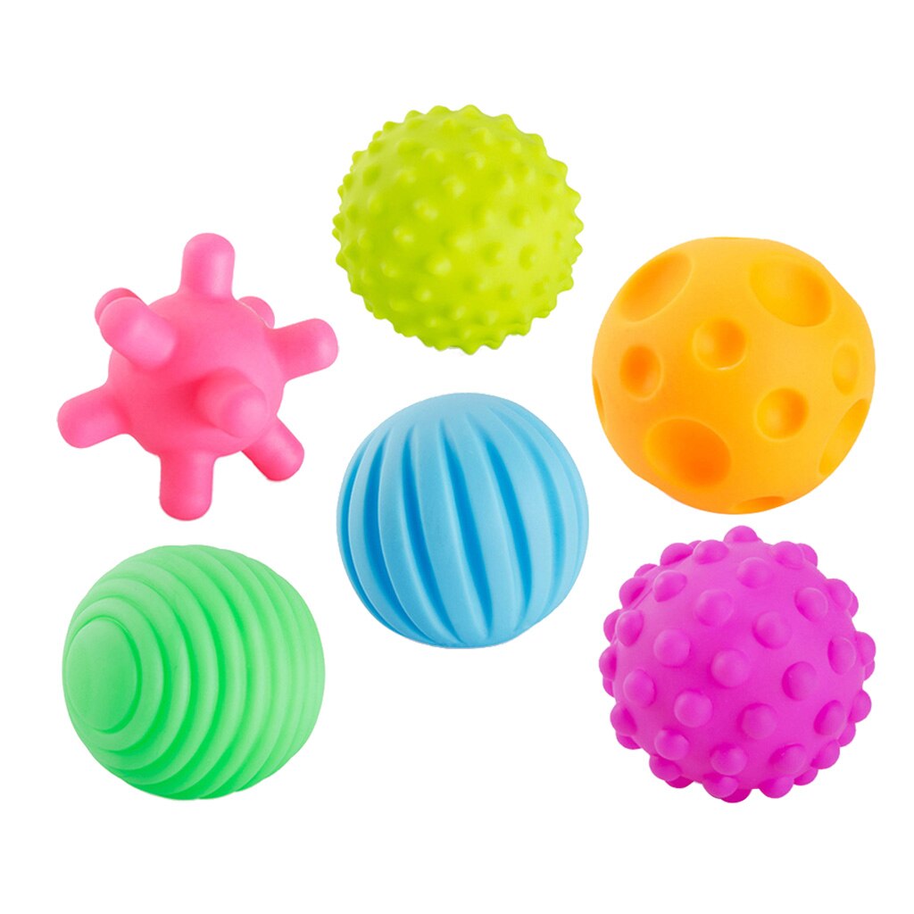 6 stk børn børn spædbørn teksturerede multi bolde farverige gribe færdigheder sensorisk baby berøring hånd spædbarn sansebolde legetøj