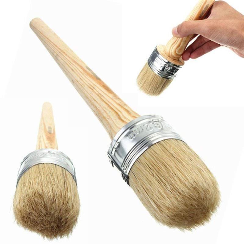 Cepillo de cera para pintura, para pintar o encerar muebles, plantillas Folkart, decoración del hogar, pinceles grandes de madera con cerdas naturales