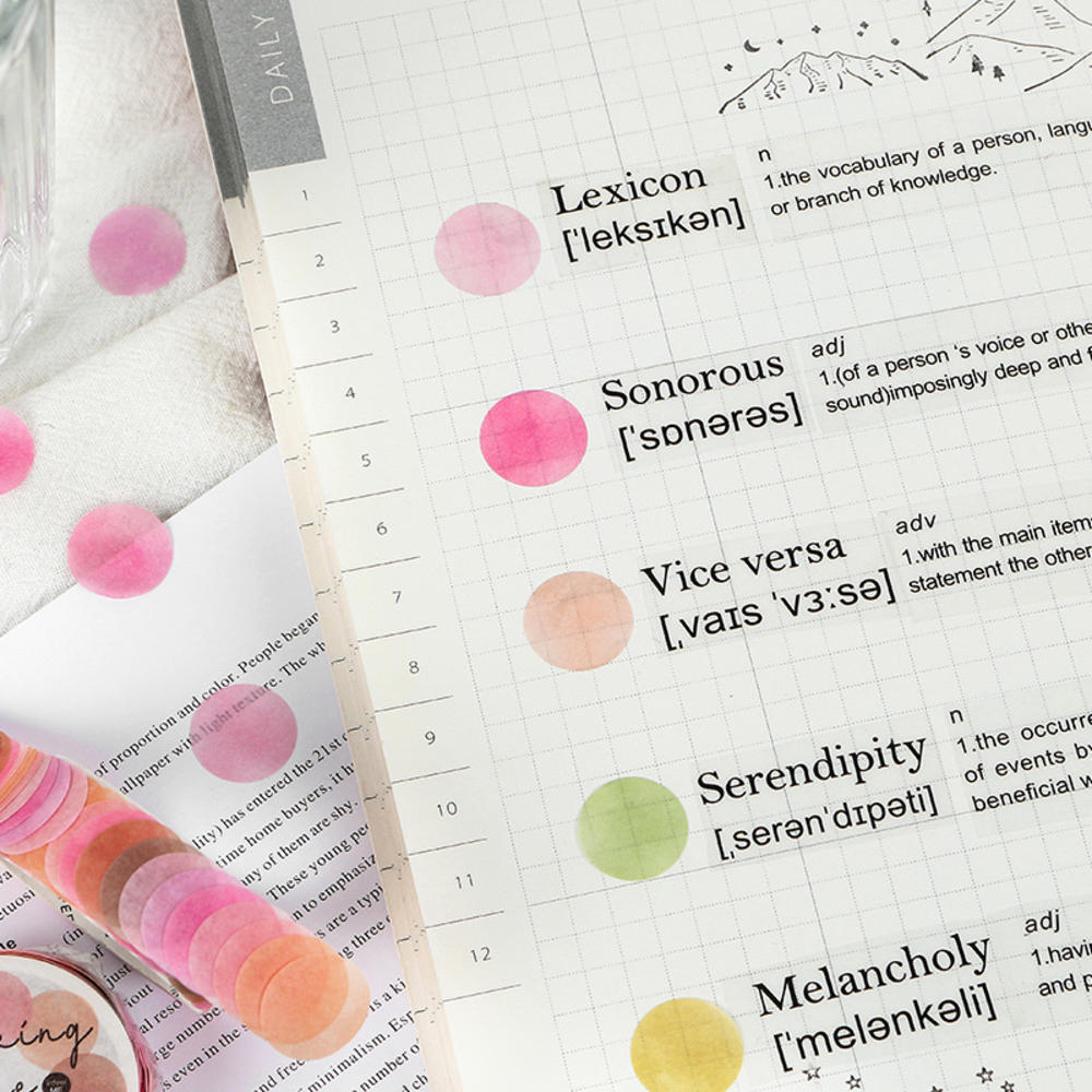 JESJELIU 14*14mm bonbon dur point couleur Washi journalerie écriture Washi ruban déco étiquette rubans de masquage faciles à déchirer