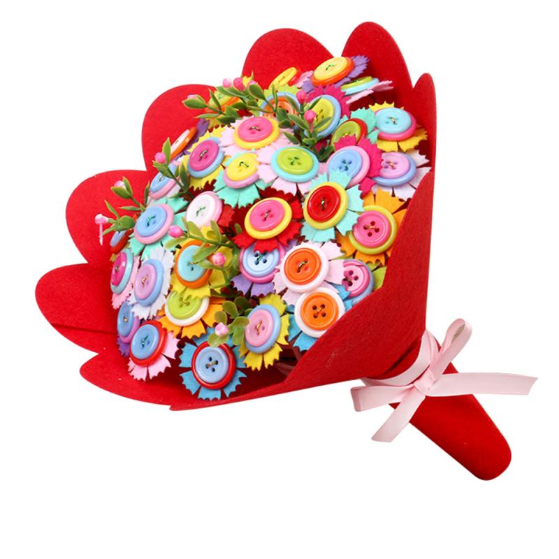 DIY Flowers Handmade DIY Material Bag Button Beautiful Colorful Mixed Buttons Craft Bouquets Kit Kid&#39;s Mother&#39;s