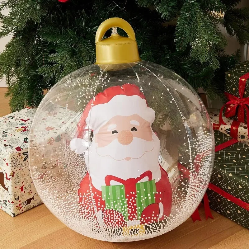 Bola LED inflable de Navidad de 60cm, globo transparente con luz, decoración de jardín para patio al aire libre, suministros de adornos para fiestas navideñas