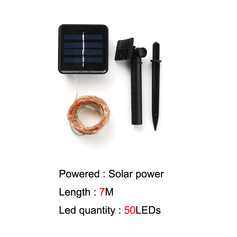 22m 12m 10m 5m solar led trädgårdsgång ljus usb fe utomhus girlander ljusslingor landskap belysning fest dekorativt: Sol 7m / Flerfärgad