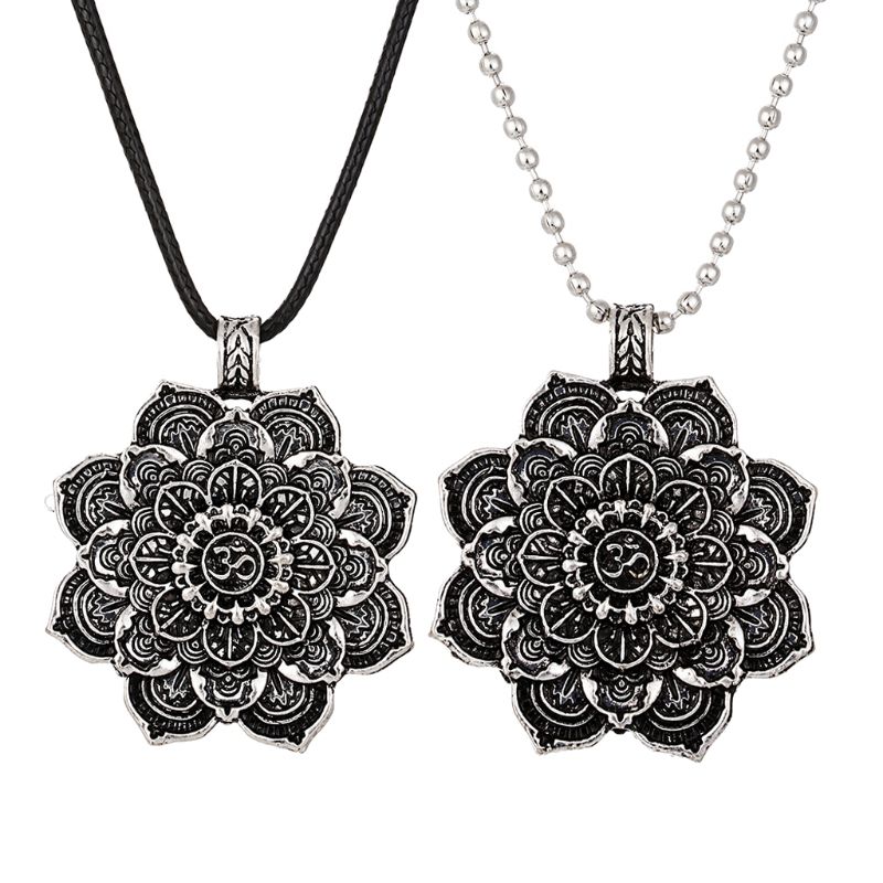 Om Lotus Mandala Pendant Necklace tibetano buddista protezione meditazione gioielli
