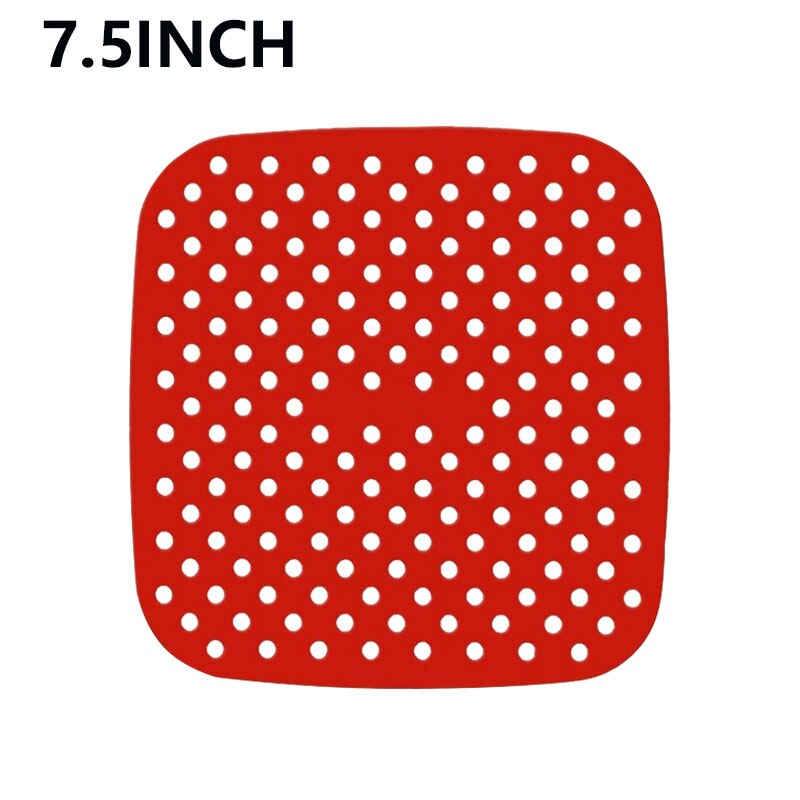 3 stuks luchtfriteuse siliconen matten, 21,5 x 21,5 cm, anti-aanbaklaag, luchtfriteuse, siliconen mat met geperforeerde, herbruikbare airfryer-liner voor thuis en restaurant