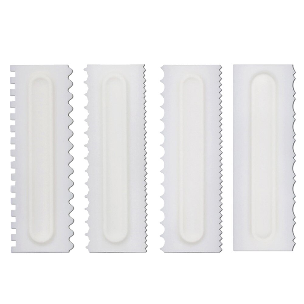 4 stuks taart schraper decoratie kam gebak texturen bakgereedschap glazuur smoother taart schraper taart gereedschap taart decoratie gereedschap: Set