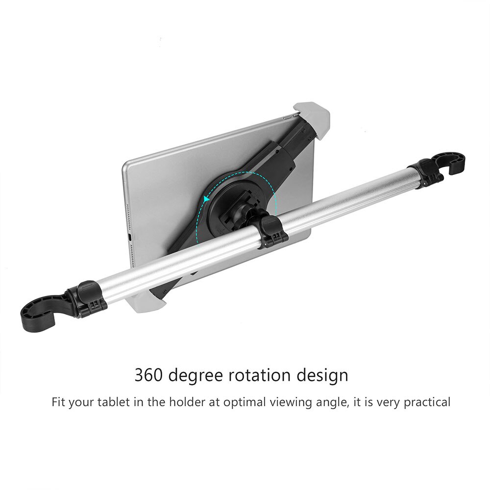 Car Tablet Holder - 7-10.5" Screen - Adjustable Rod 45-69cm - ABS + Aluminum - For iPad, Samsung
