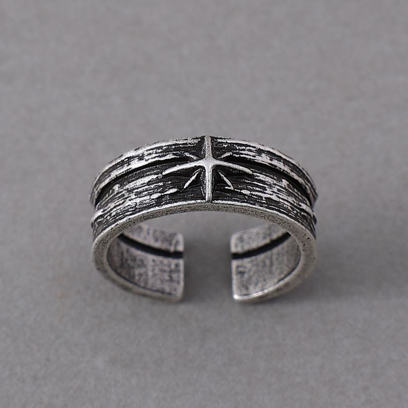 Retro Sterrennacht Art Ring voor mannen Zilver Kleur Punk Gothic Verstelbare Open Ring Rock Handgemaakte Unisex Sieraden Accessoires Cadeau