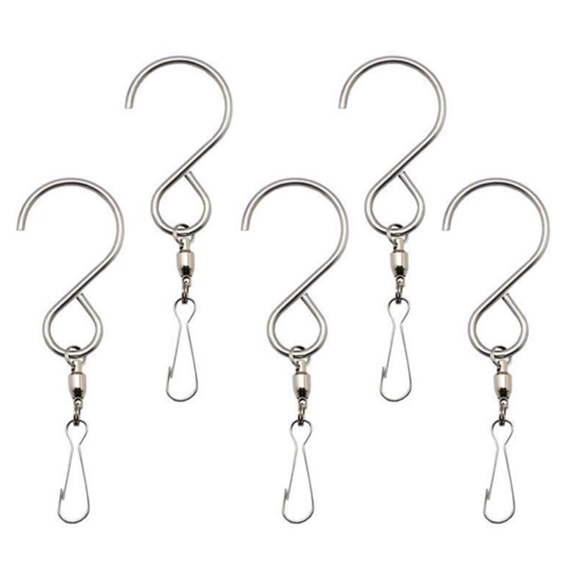 Rvs Swivel Haken S Haken Glad Spinning Opknoping Haken Windgong Haken Clips: Default Title