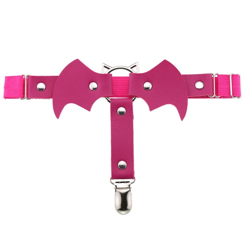 Leder Strumpfbänder für oberschenkel Hohe Socken Schläger-Förmigen Oberschenkel Ring Gothic Leder Strumpfband Strumpf Strumpf Gürtel: Rose rot