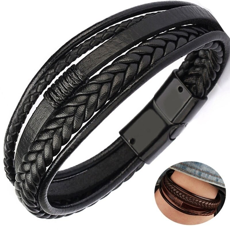 Classic Men's Leather Multilayer Woven Bracelet Men's Bracelet