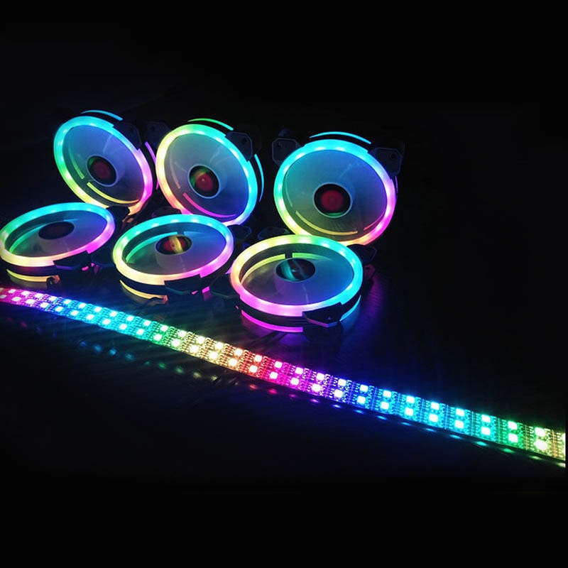 Ventilateur PC RGB 12V 6 broches 12cm ventilateur de refroidissement avec contrôleur pour ordinateur boîte de jeu silencieuse JLRL88