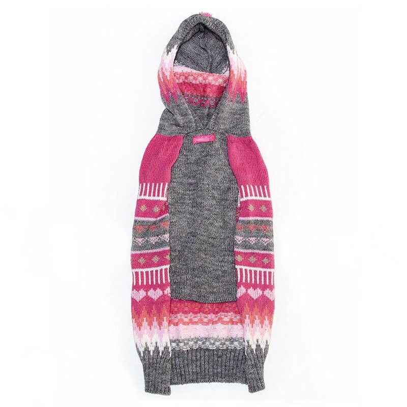 Herfst/winter Wol Hond Truien Kerst Sneeuwvlok Stijl met Cap voor Kleine en Middelgrote Hond Kleding Huisdier levert (roze)