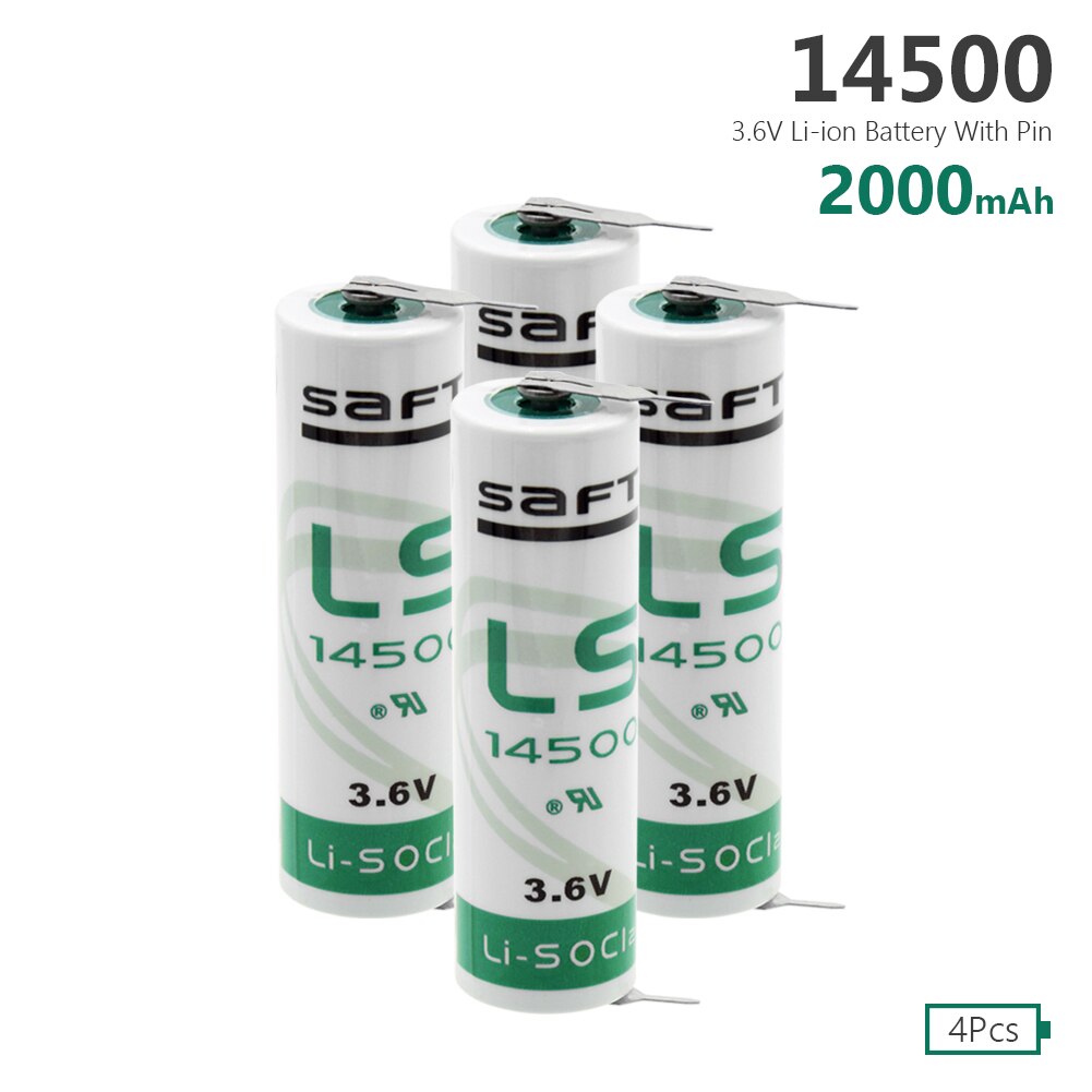 4PCS LS14500 ER14505 AA 3.6V 2000mAh lithium battery for facility equipment spare generic lithium battery With Solder Pins