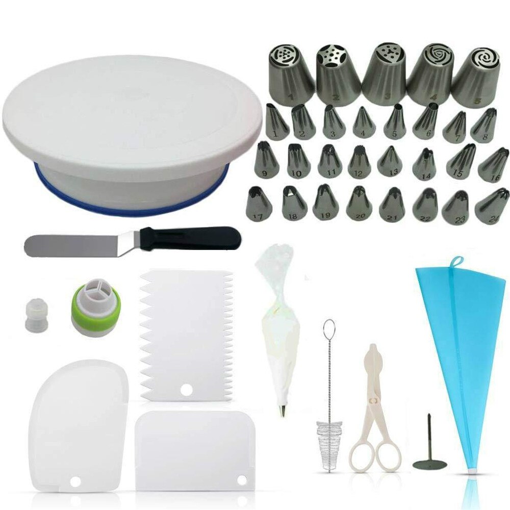 62pcs Cake Decorating Kit Cake Rotating Turntable Icing Piping Nozzles Cake Spatula Kitchen Baking Pastry: C2120