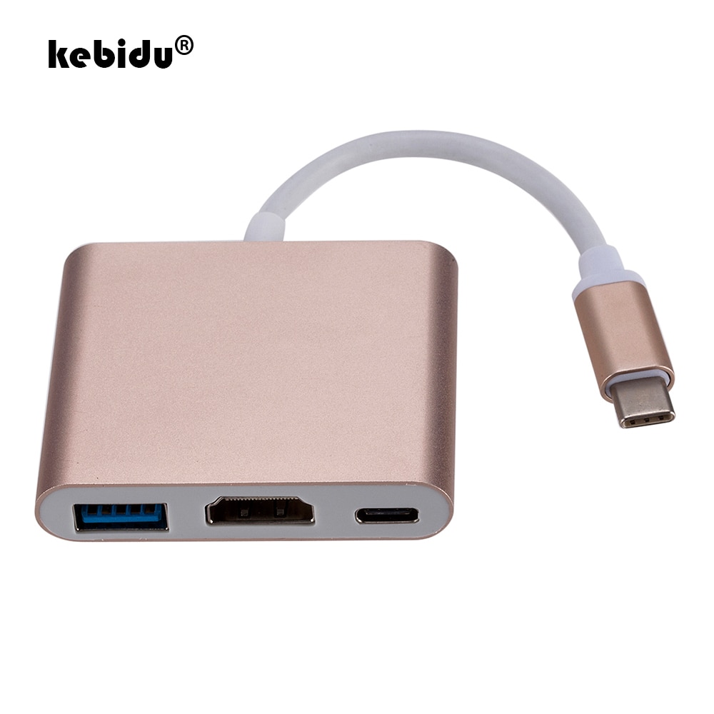 Kebidu Type C Naar Hdmi-Compatibel Converter Adapter Usbc Naar Hdmi-Compatibel/USB3.0/Type C Adapter type-C Hub Aluminium Macbook