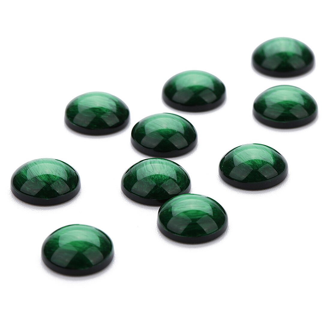 30 pcs/lot 12mm résine ronde cristal Cabochon Flatback fait à la main Cabochon ajustement Base anneau pendentif réglage pour les résultats de bijoux: green