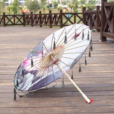 Seide Regenschirm regen frauen Tanz Stütze Cheongsam Geölt Papier Dach sonnenschirm guarda chuva paraguas mujer Hanfu quaste regenschirm: C