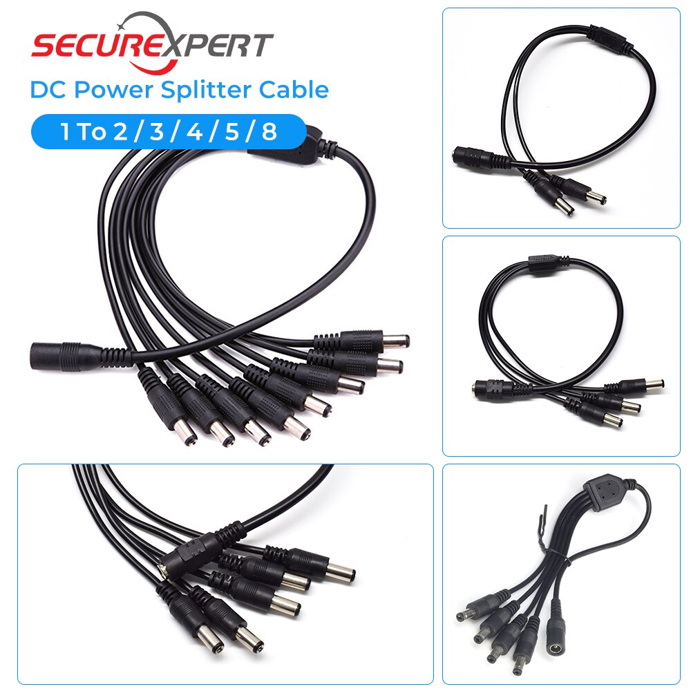DC power splitter cable for cctv security adapter connector male DC Female To 2/3/4/5/8 Power Splitter Cable Adapter Connector
