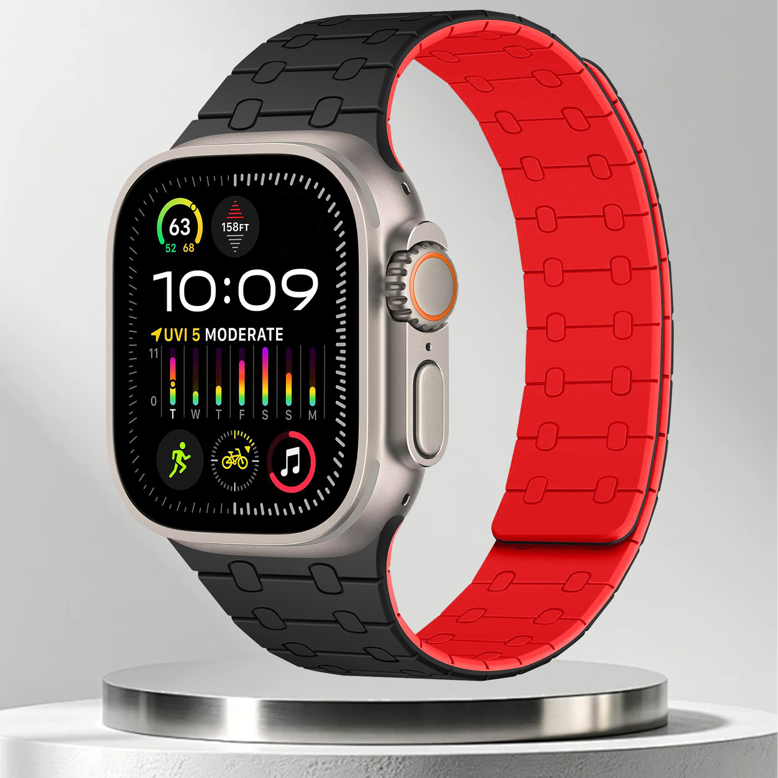 Magnetisk rem til apple watch series 10 46mm 42mm 9 8 7 45mm 41mm silikonrem til iwatch ultra 2 49mm 6 se 5 4 44mm 40mm armbånd: S / Hvit svart