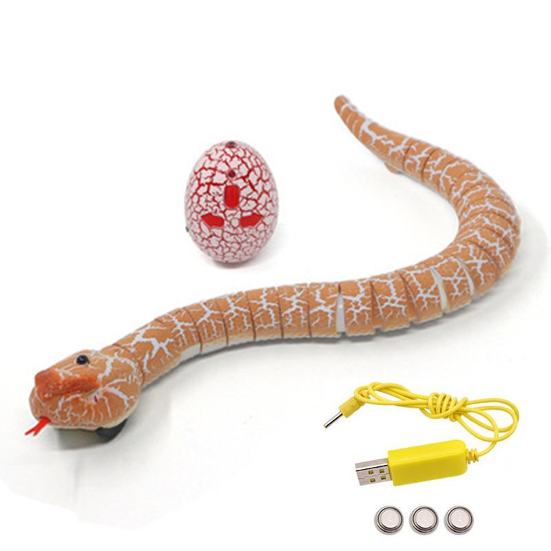 Rechargeable Remote Control Snake Prank Toys Infrared RC Naja Cobra Viper with Egg Automatic Eletronic Snake Cat Teasering Play: Orange no box