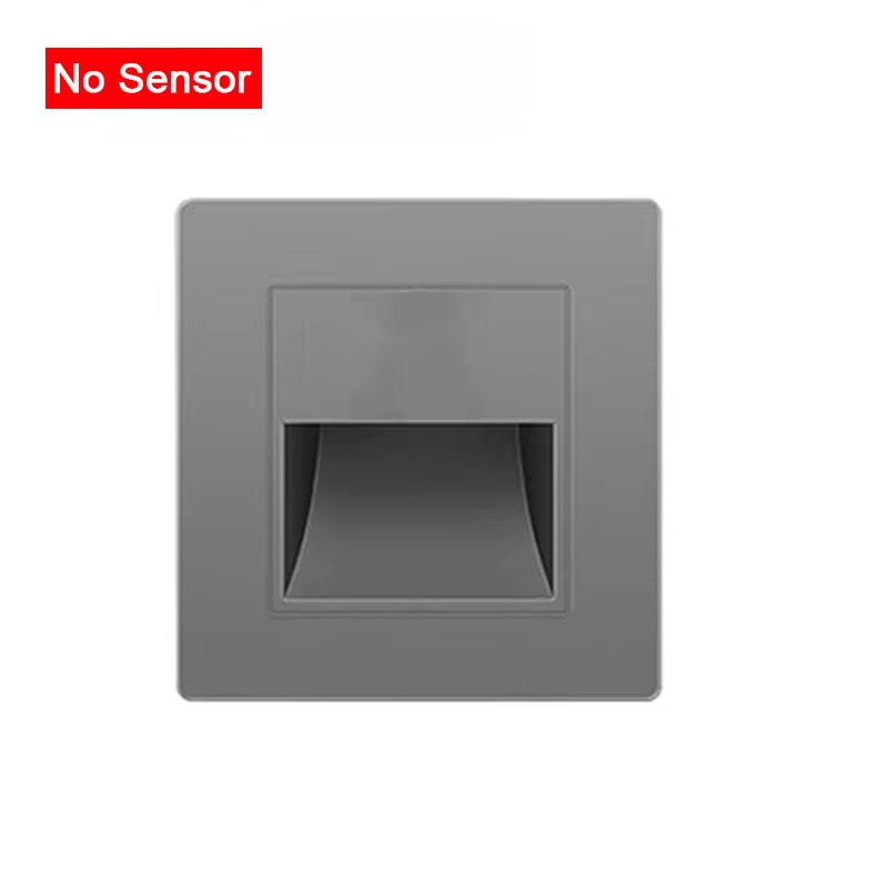 Luces de escalera con Sensor de movimiento infrarrojo, lámpara de pared para escaleras interiores y exteriores, luz LED empotrada de 3W para decoración de escaleras y dormitorios: Gris