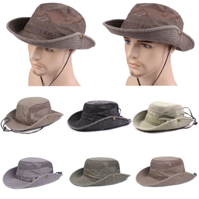 HEREN DAMES Mesh SAFARI AUSSIE OUTBACK BUSH BREDE RAND ZOMER ZONNEHOED