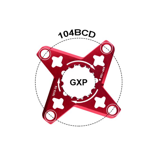 Manivelle de vtt GXP à BCD 104mm, adaptateur Spider, convertisseur 104BCD à décalage en alliage d&#39;aluminium: Red