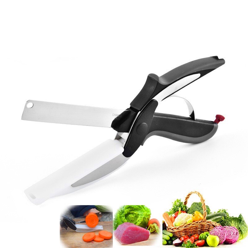 Clever Scissor Cutter 2 In 1 Snijplank Utility Cutter Rvs Ourdoor Smart Groente Schaar Keukenmes
