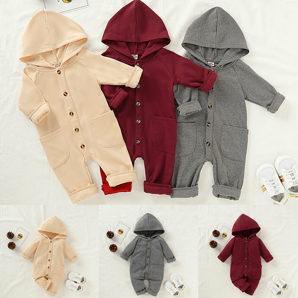 Cotton Newborn Baby Rompers Boys Girls Soft Autumn Winter Warm Hooded Playsuit Casual Baby Outfit Clothes
