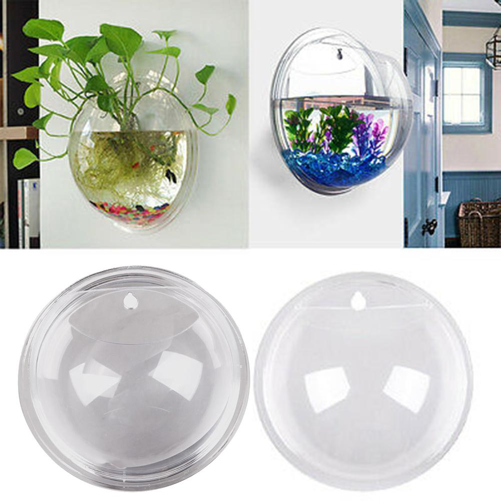 Aquarium mural en acrylique | Suspendu, fleur, Vase rond, Pot de plantes suspendu, décoration aquaticanimale domestique, fournitures pour animaux