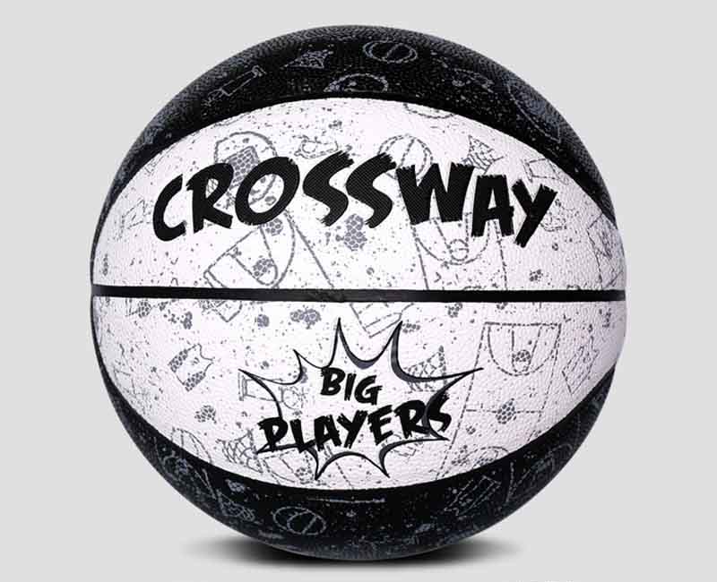Pelota de baloncesto de PU Crossway, estándar oficial, 7 #, baloncesto Street Freestyle, Basket Ball de entrenamiento con Pin de bolsa de red: black white