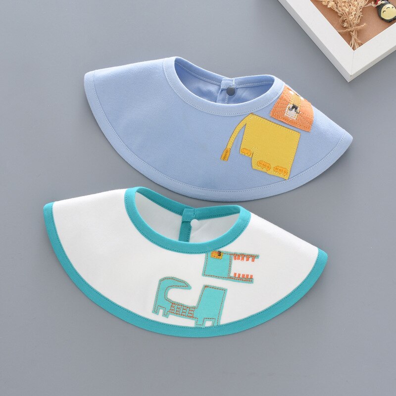 2 pacote bebê babadores de alimentação à prova dwaterproof água algodão impressão camisola dos desenhos animados bebê arroto panos infantil criança bonito 0-3 anos de idade: blue