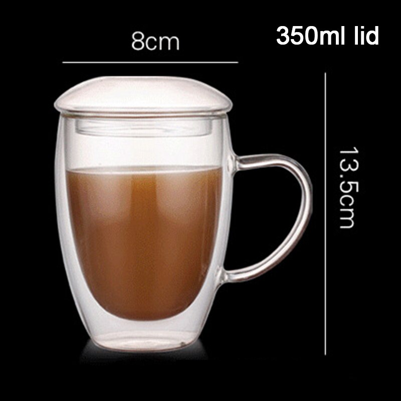 Dubbelwandige geïsoleerde glazen espressomokken, hittebestendig dik transparant glas, din 889: Pruim