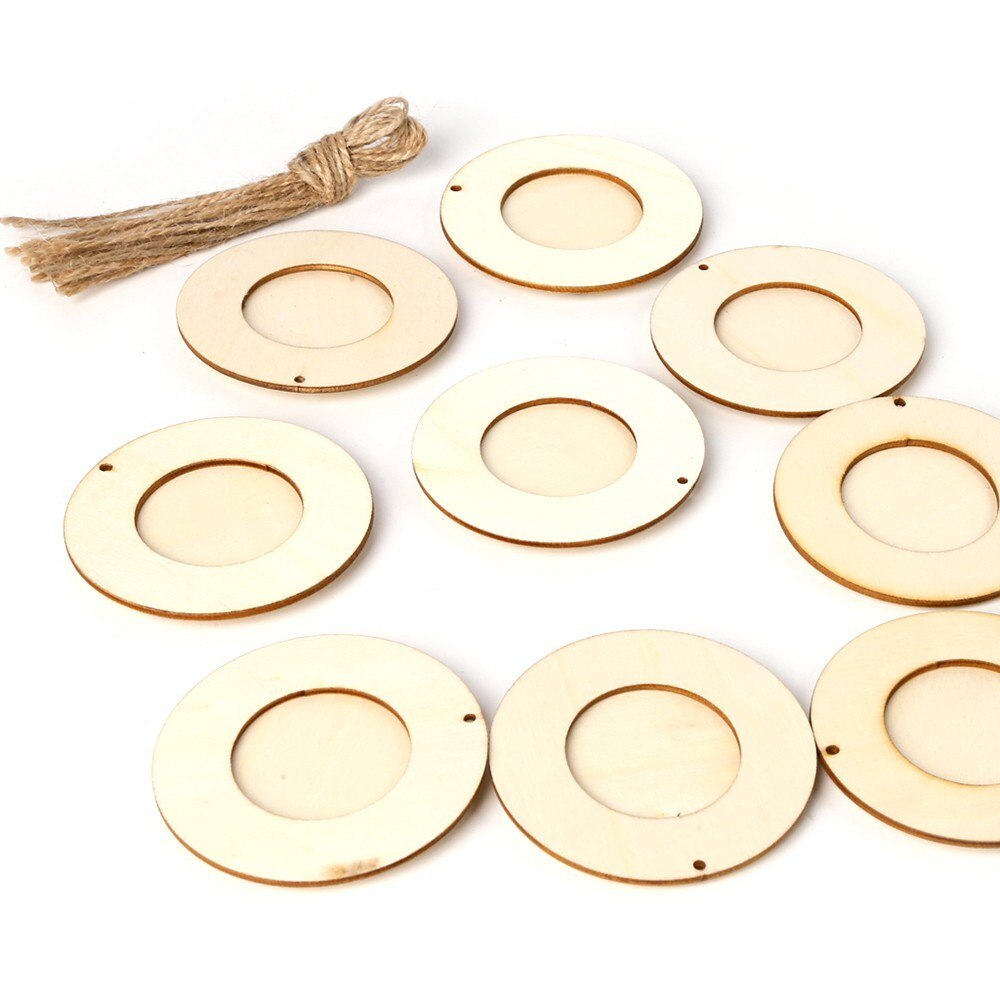 10pc cadre Photo Photo bricolage artisanat en bois avec corde suspendue décoration 1 ensemble * cadre en bois 1 ensemble * cordes bois robuste