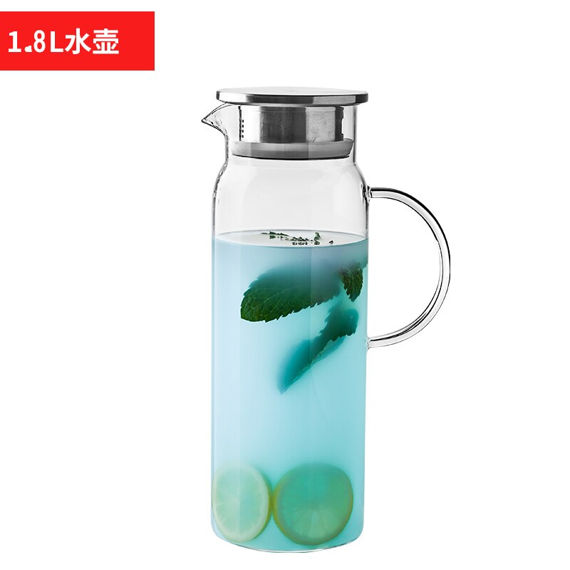 Transparent glass cold water jug water jug high temperature resistant household tie pot cool white water jug water bottle: 2