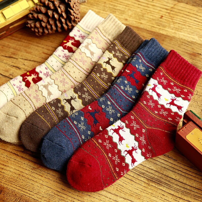 Dam strumpor dam julstrumpa vinter söt ull 3d dam crazy sock kvinnlig termisk tjocka varma djurstrumpor