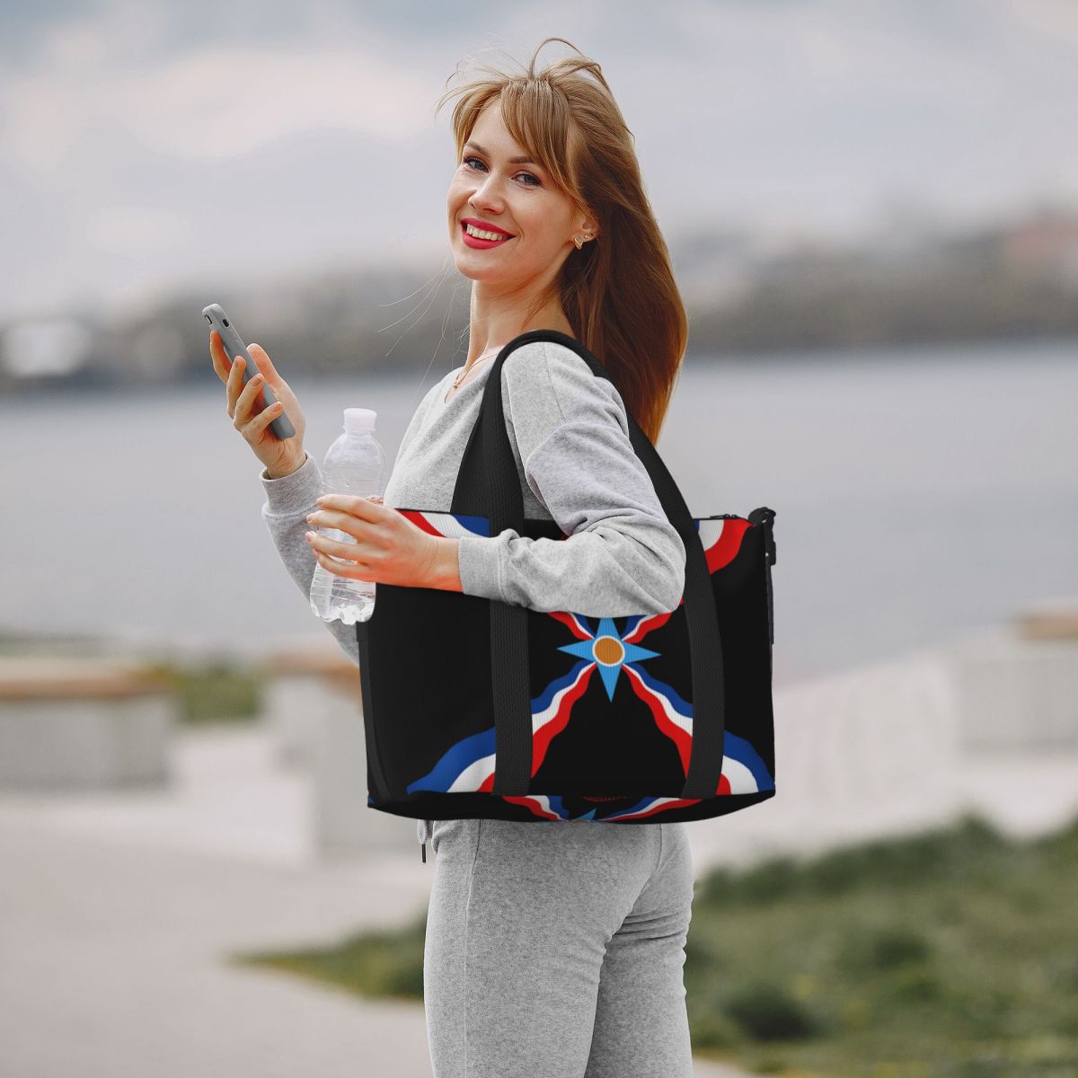 Custom Large Syriac Suryoyo Flag Logo Tote Bag for Women Aramean Assyria Shoulder Shopping Gym Beach Travel Bag