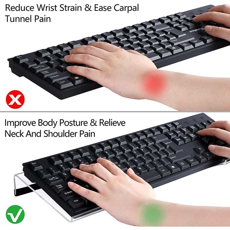 Acrylic Keyboard Holder,Acrylic Tilted Computer Keyboard Holder Clear Keyboard Stand for Ergonomic Typing Office Desk