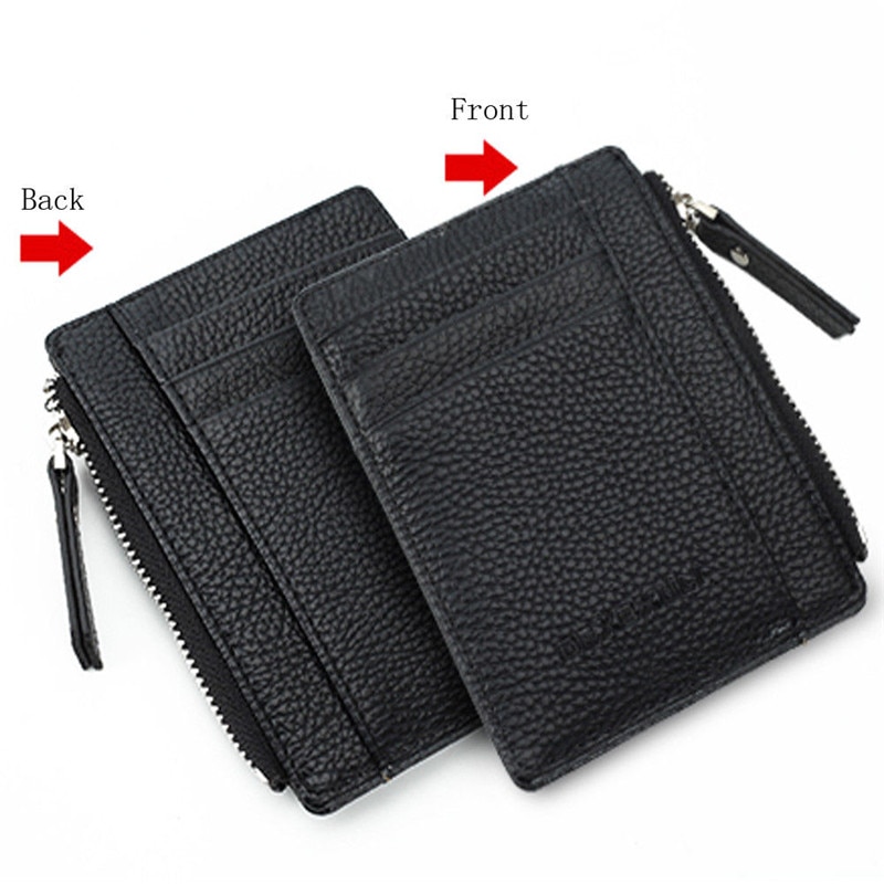 Womens Men Unisex Leather Small Mini Wallet Card Holder Zip Coin Purse Handbag