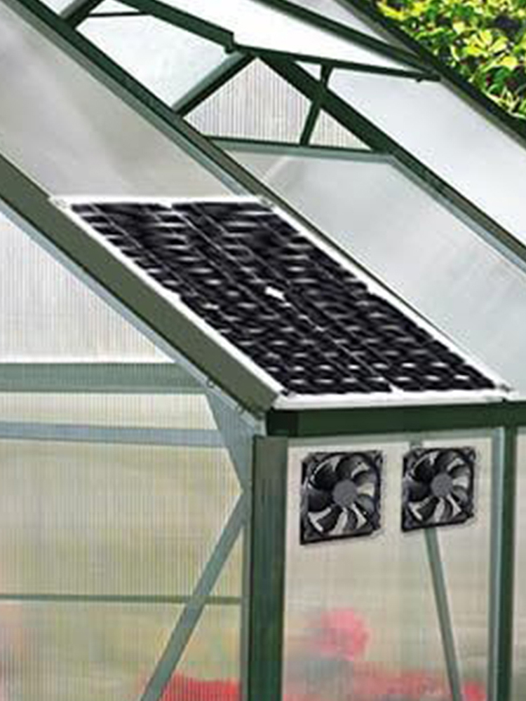 12W Solar Exhaust Fan Waterproof Solar Panel Powered Fan Mini Ventilator for Greenhouse Chicken Coop Shed Dog House Outside