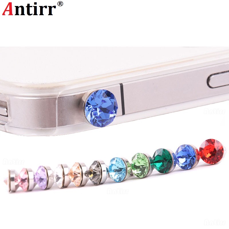 10pcs Rhinestone diamond Universal 3.5mm Dust Plug For iPhone 5s 6 6s 7 8 plus Protect Dustproof Earphone Anti Dust Jack Stopper