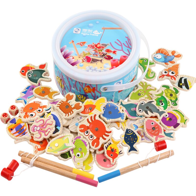 Nuovo 20/60 pz impostato Giocattolo di Pesca Magnetica Gioco per Bambini 2/3 Asta 3D Pesce bambino Giocattoli Educativi Divertimento tutto'aria Aperta giocattolo per bambini