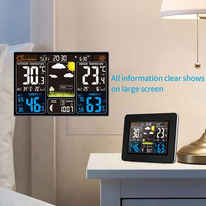 Weather Station Air Pressure Forecast Alarm Indoor Outdoor Thermometer Hygrometer Wireless Multifunction Clock